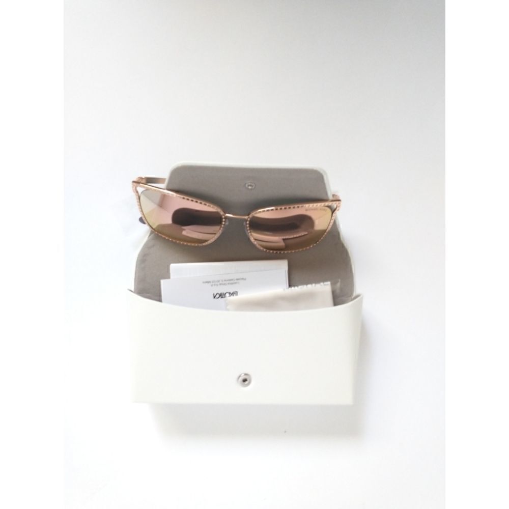 New! MICHAEL KORS Women's Stockholm Mirror Square Sunglasses With Case Rose Gold - Picture 5 of 13